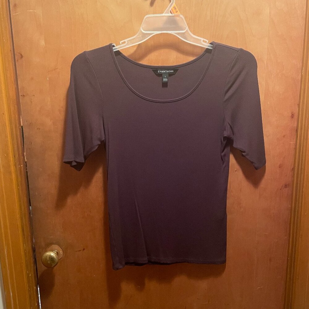 41 Hawthorn Elbow Sleeve Rib Knit Top (Espresso Brown)